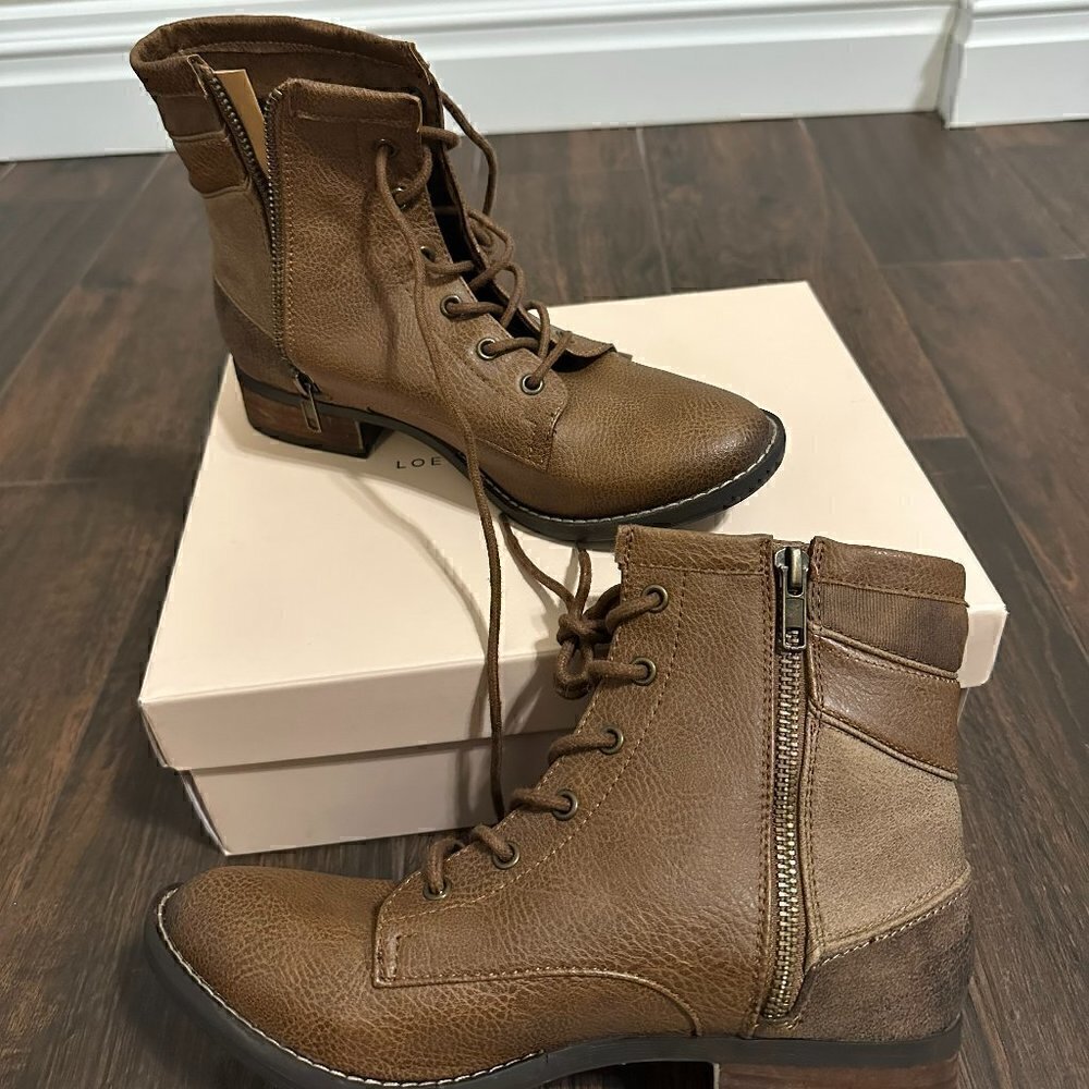 Not Rated Shoes Lace up combat boots - New! Never worn Tan/Brown sized zipper